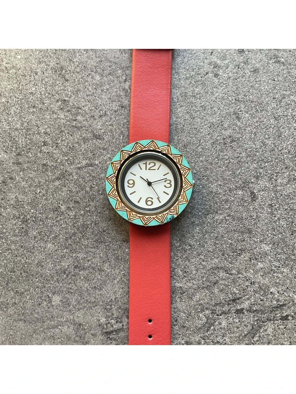 Beautiful Swap Womens Watch 42mm Case With Engraved Wood Bezel JW03 A14
